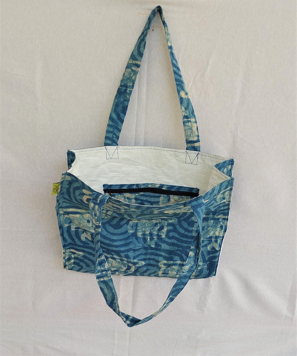 Blue handcrafted vegetable dyed cloth tarshi bag