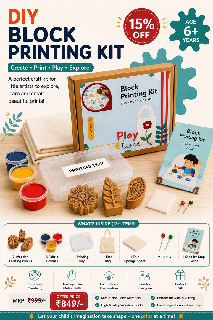 DIY Block Printing Kit for Kids (Age 6+)