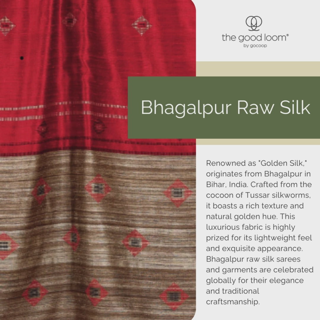 Maroon handwoven raw silk saree