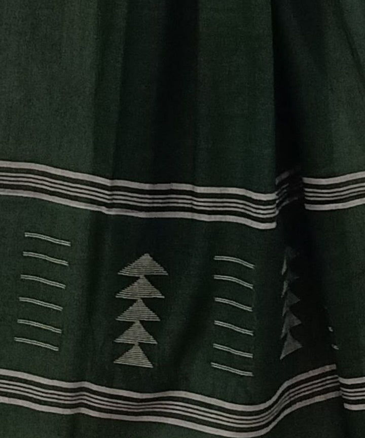 Bottle green handwoven cotton jamdani stole