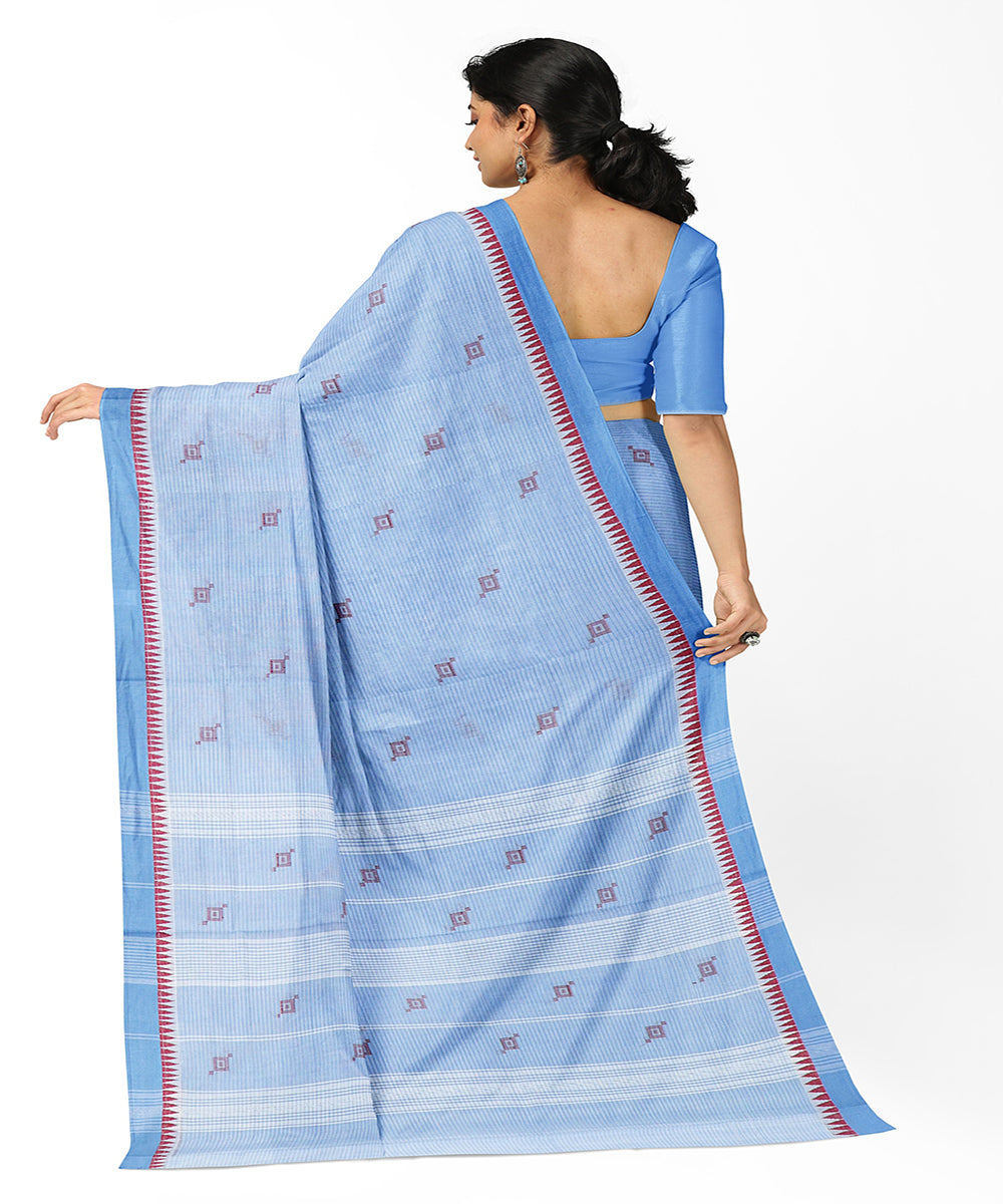 Light blue butta handwoven rajahmundry cotton saree