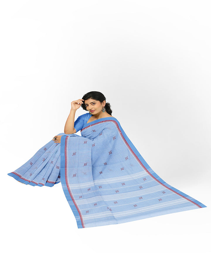 Light blue butta handwoven rajahmundry cotton saree