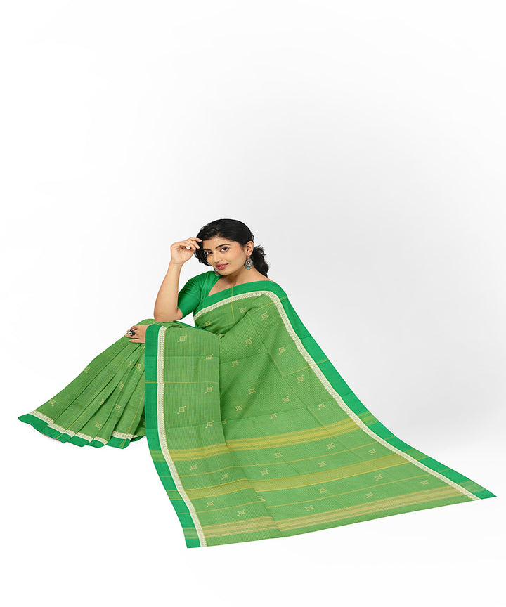 Light green butta handwoven rajahmundry cotton saree