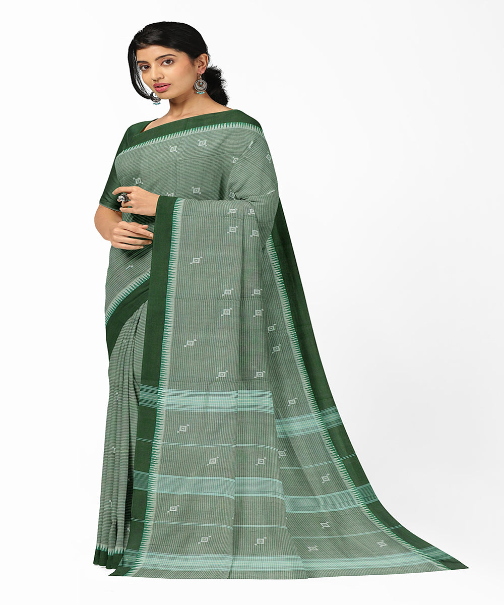 Dark green butta handwoven rajahmundry cotton saree