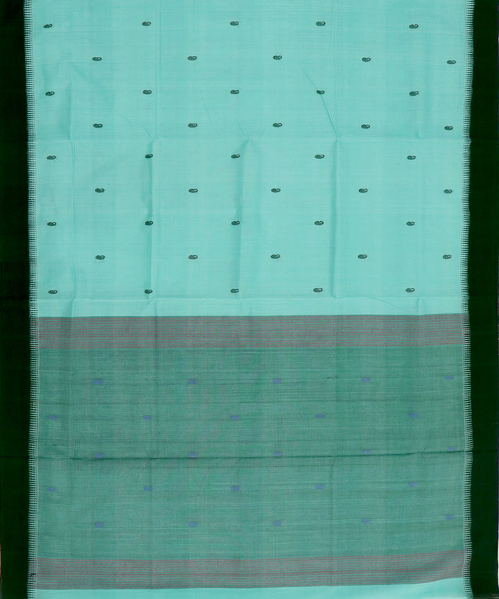 Sea blue black butta handwoven rajahmundry cotton saree
