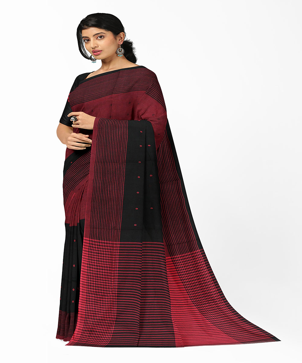 Black red butta handwoven rajahmundry cotton saree