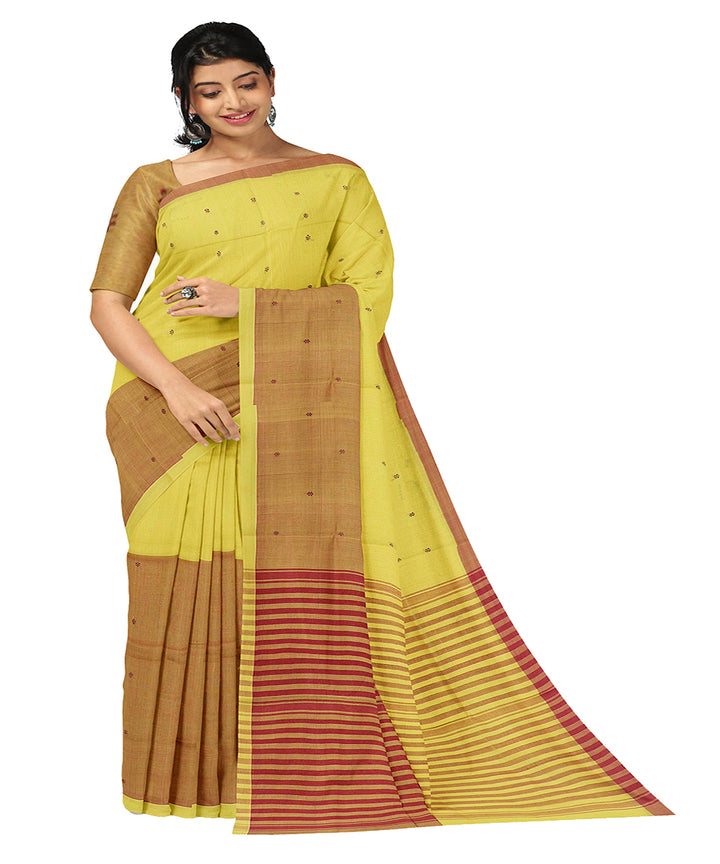 Yellow butta handwoven rajahmundry cotton saree