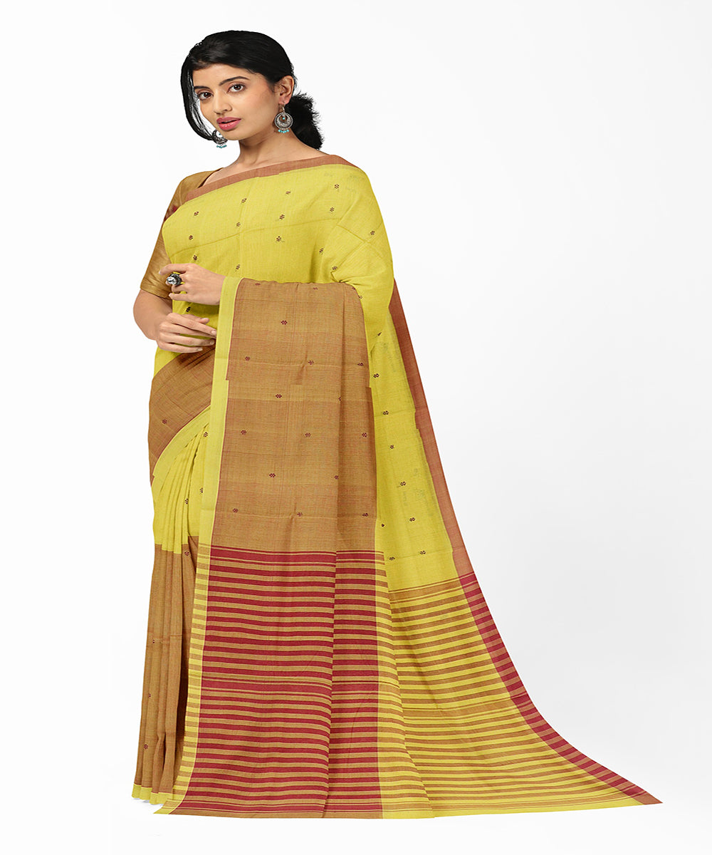 Yellow butta handwoven rajahmundry cotton saree