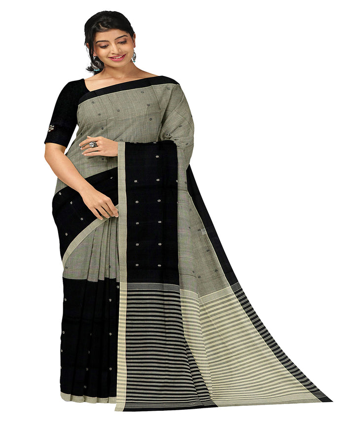 Black grey butta handwoven rajahmundry cotton saree