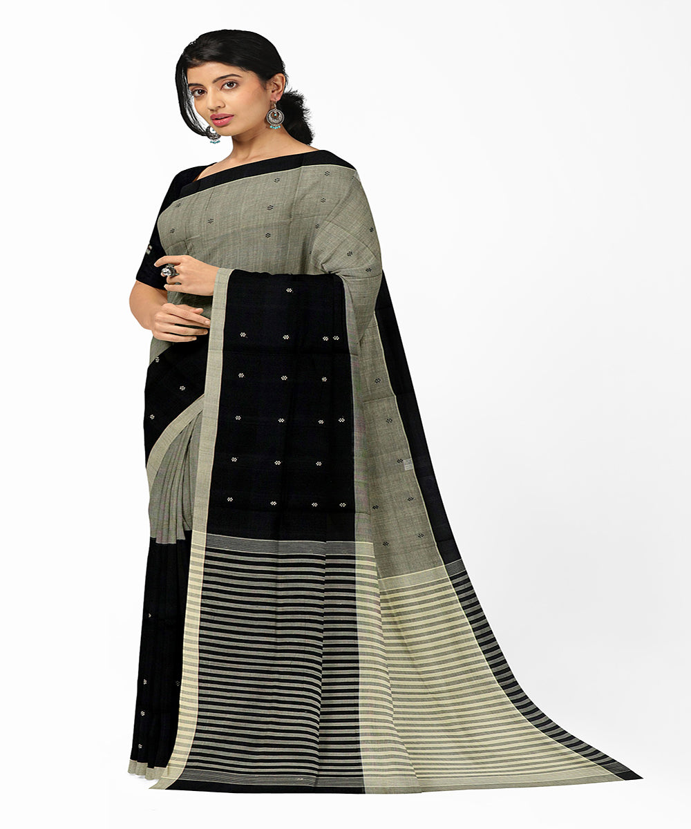 Black grey butta handwoven rajahmundry cotton saree