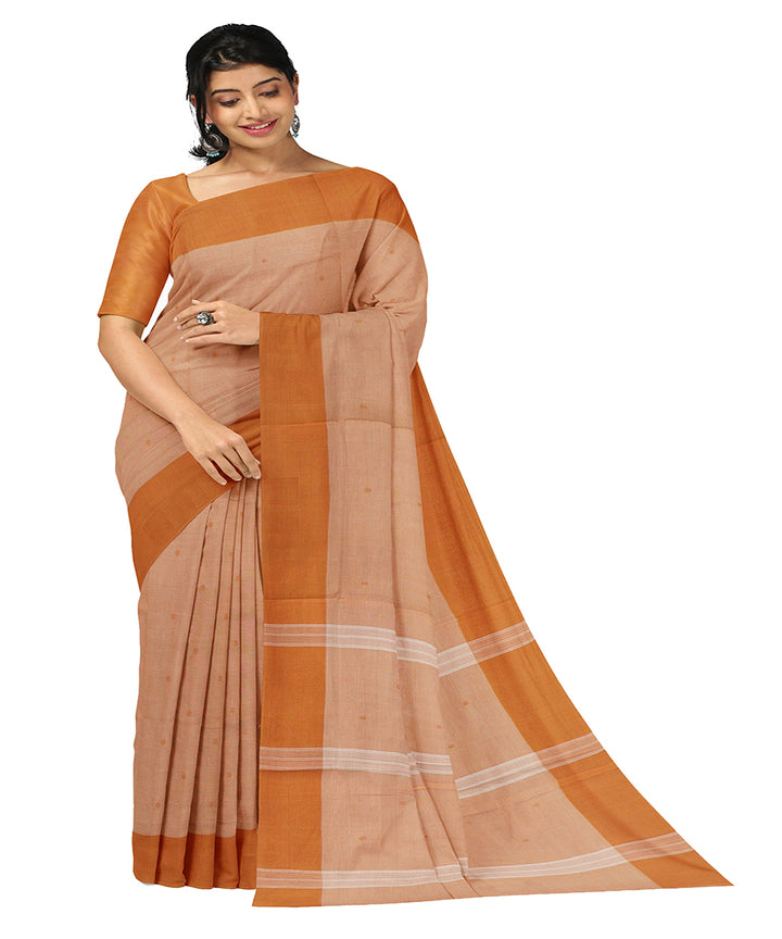 Light brown butta handwoven rajahmundry cotton saree