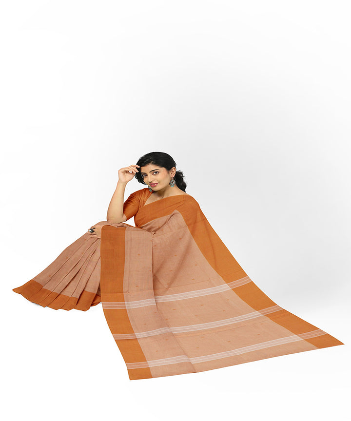 Light brown butta handwoven rajahmundry cotton saree