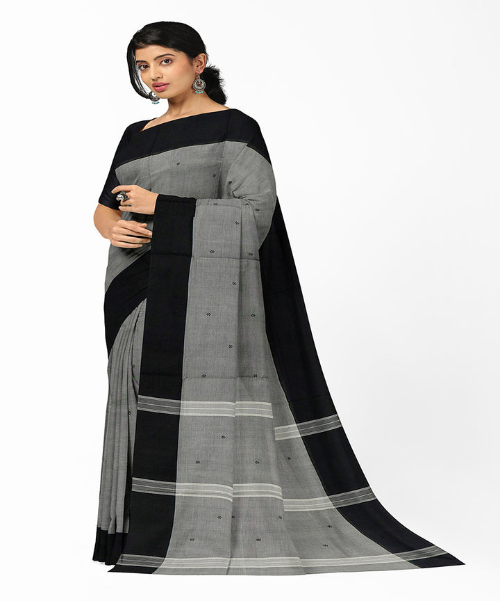 Grey black butta handwoven rajahmundry cotton saree