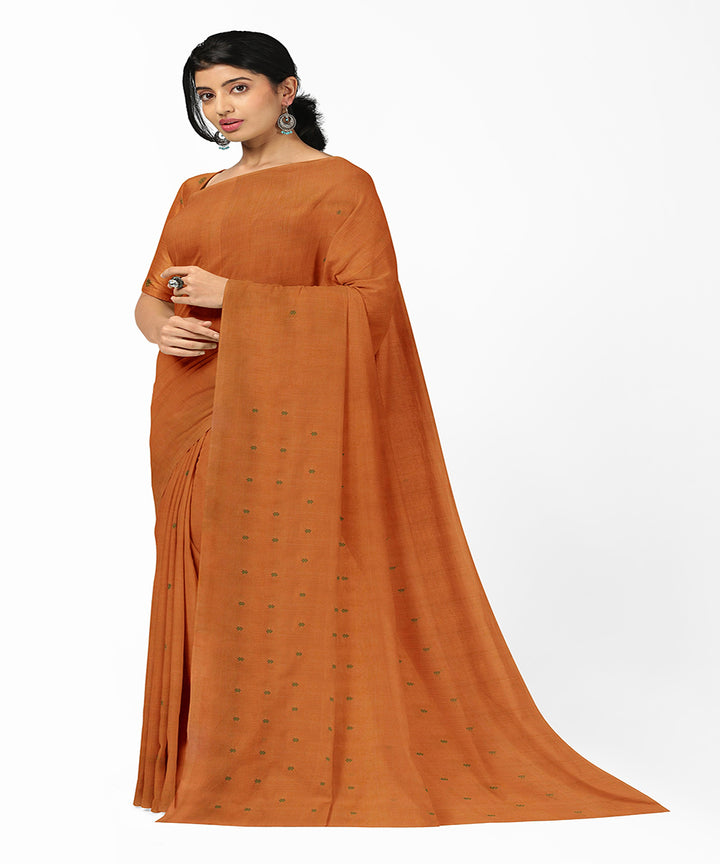 Brown butta rajahmundry handwoven cotton saree