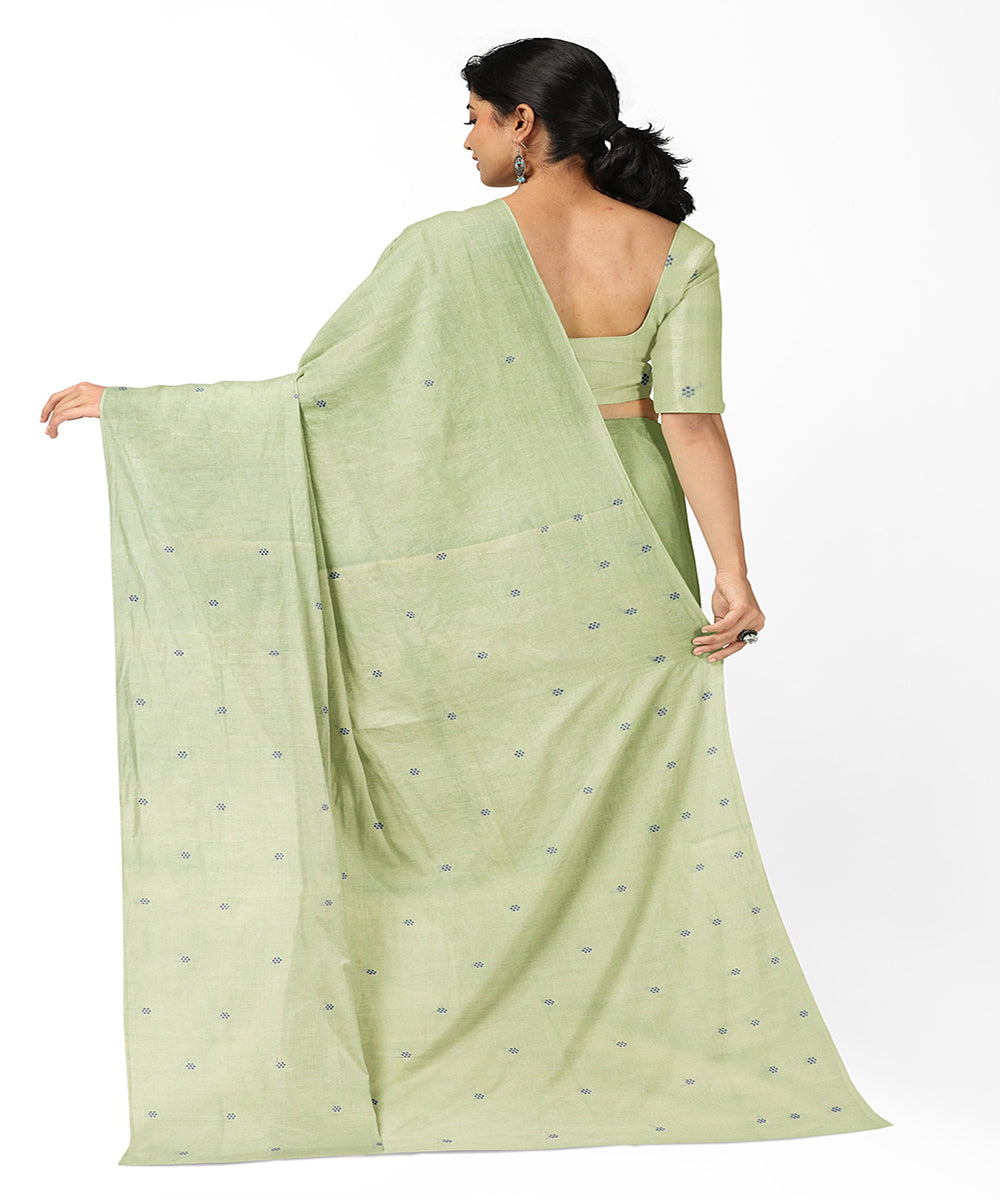 Light olive green butta handwoven rajahmundry cotton saree