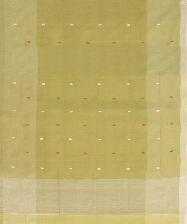 Olive green butta rajahmundry cotton handwoven saree