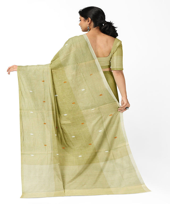 Olive green butta handloom rajahmundry cotton saree