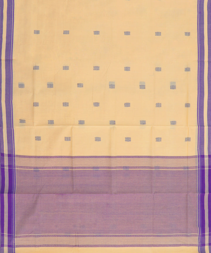 Cream plain butta rajahmundry handwoven cotton saree