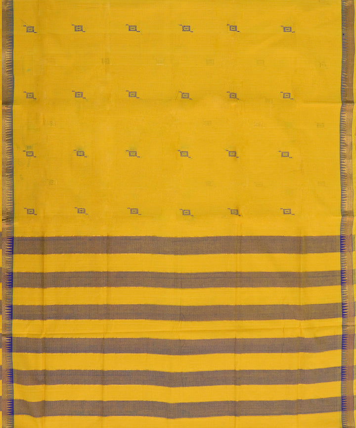 Yellow plain butta handloom rajahmundry cotton saree