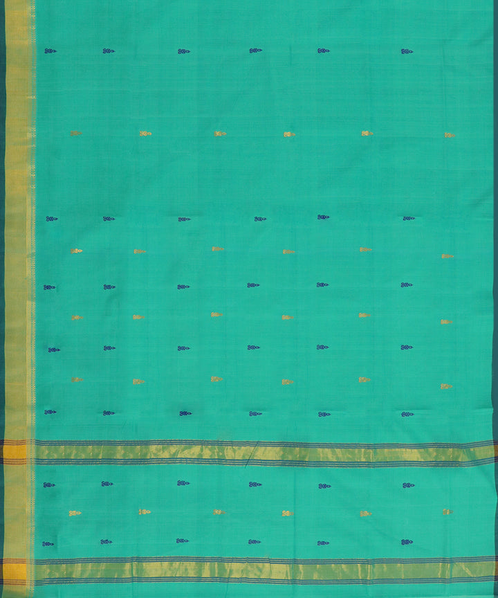 Sea green plain handwoven rajahmundry butta cotton saree