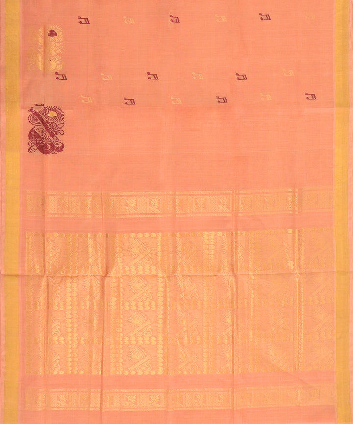 Peach butta handwoven rajahmundry cotton saree