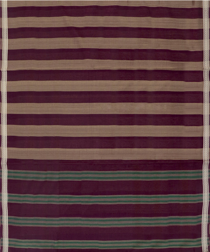 Brown maroon strips cotton handwoven rajahmundry saree