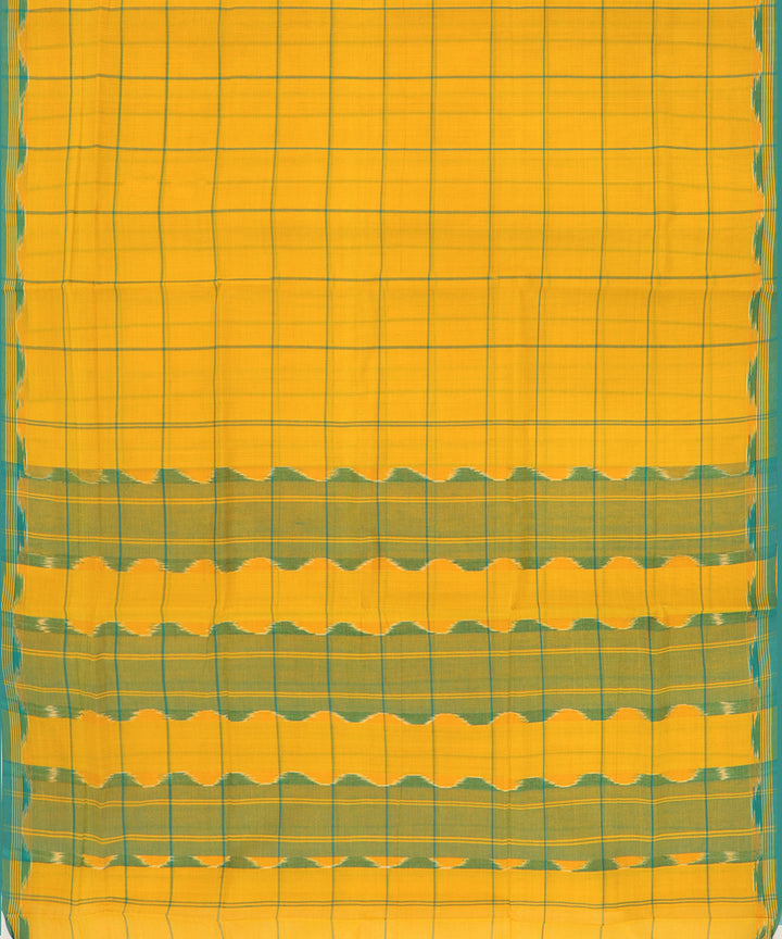 Yellow checks cotton handwoven rajahmundry saree