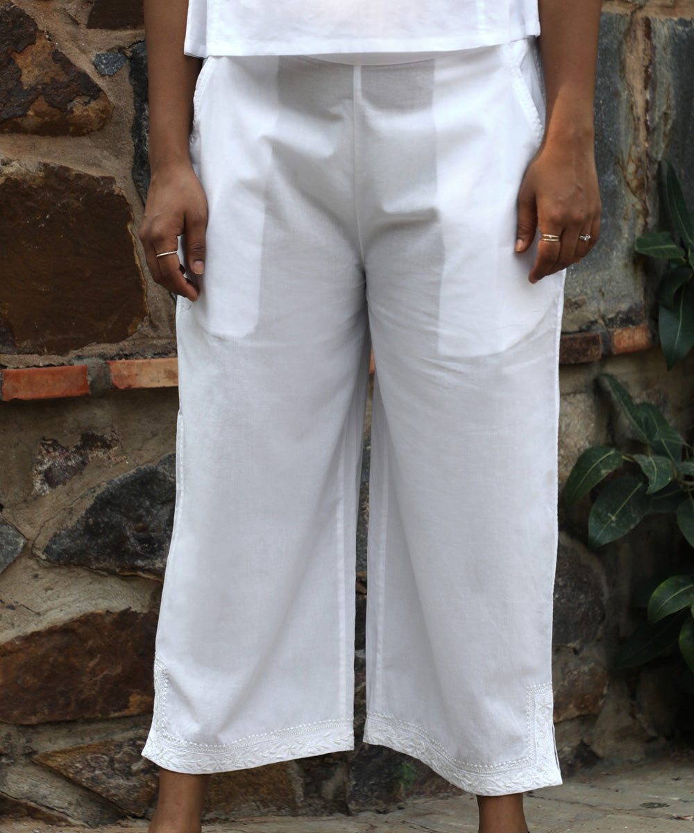 Rangsutra ishanvi chikankari embroidered bottoms with side slits