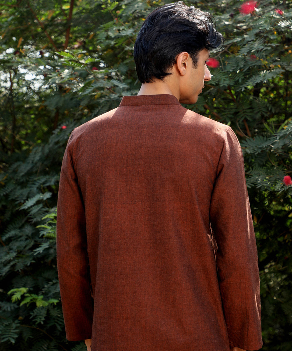 Ronin maroon handcrafted cotton short kurta