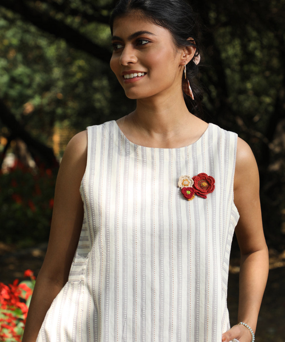 Rangsutra Arka cotton offwhite striped dress