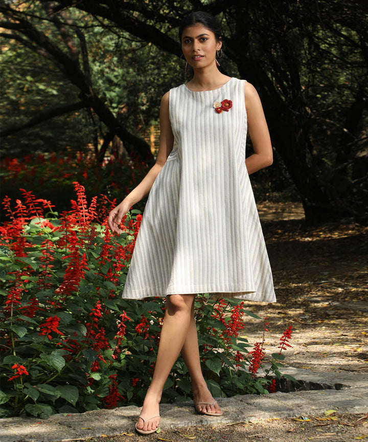 Rangsutra Arka cotton offwhite striped dress