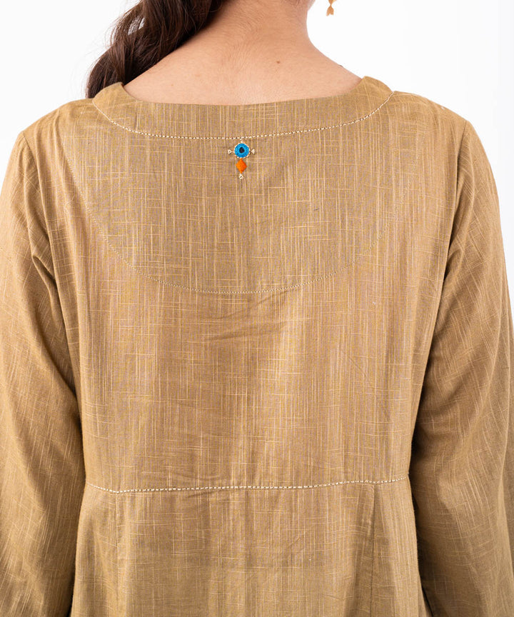 Beige hand embroidered cotton kurti