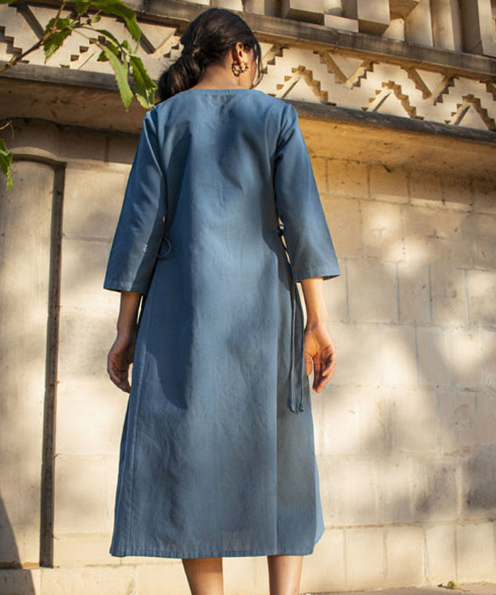 Blue handwoven cotton extra weft dress