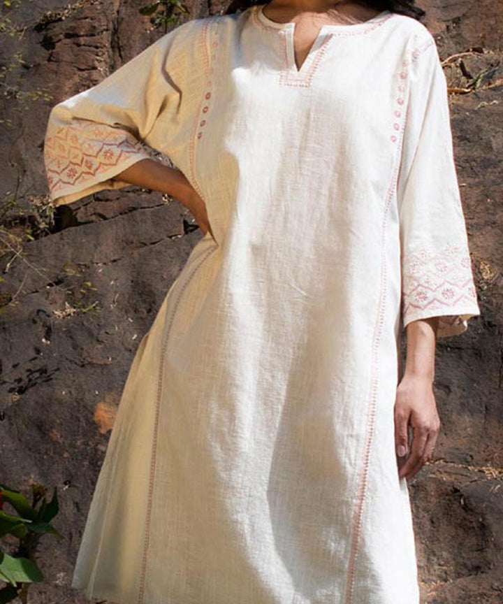 Offwhite handembriodery chikankari cotton straight kurta