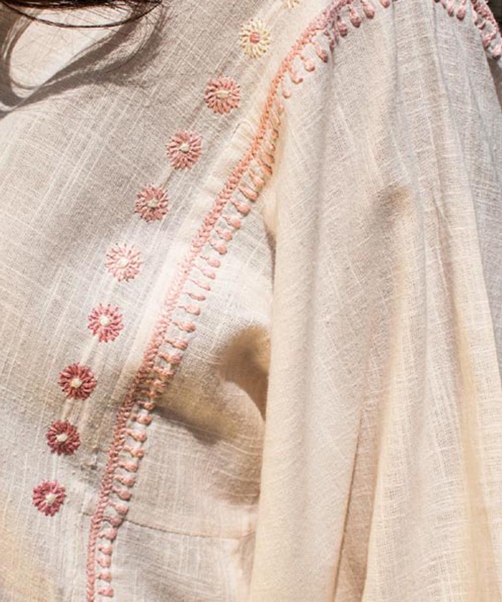 Offwhite handembriodery chikankari cotton straight kurta