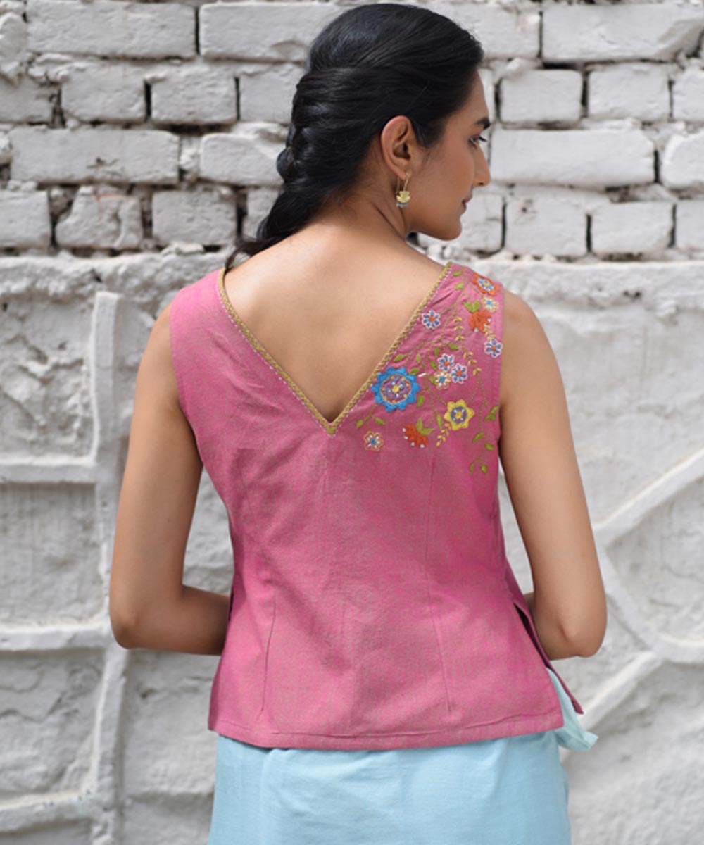 Pink handloom cotton blouse