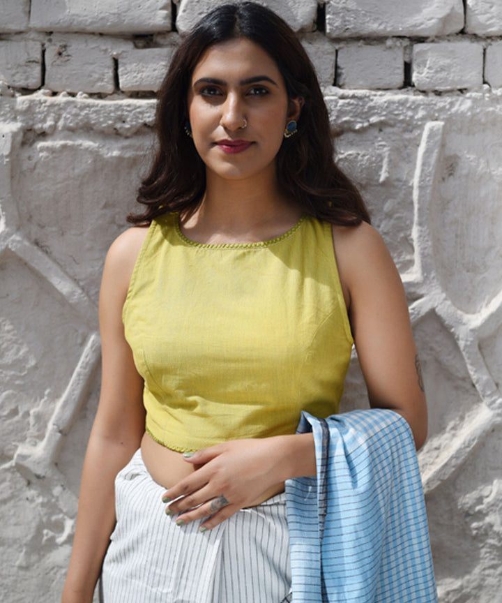 Mustard handloom cotton blouse