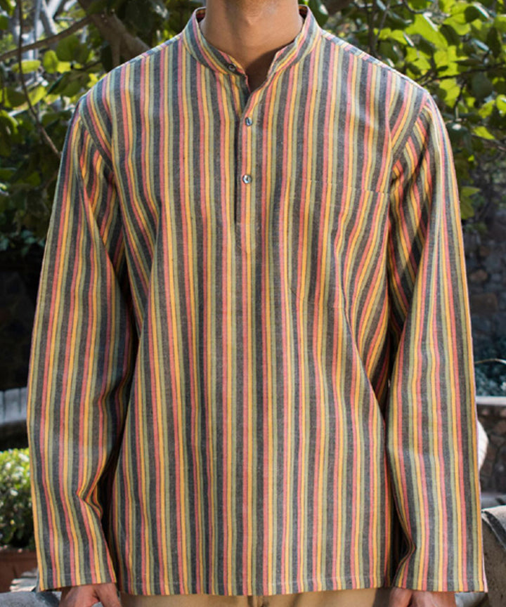 Multicolor handloom cotton short kurta