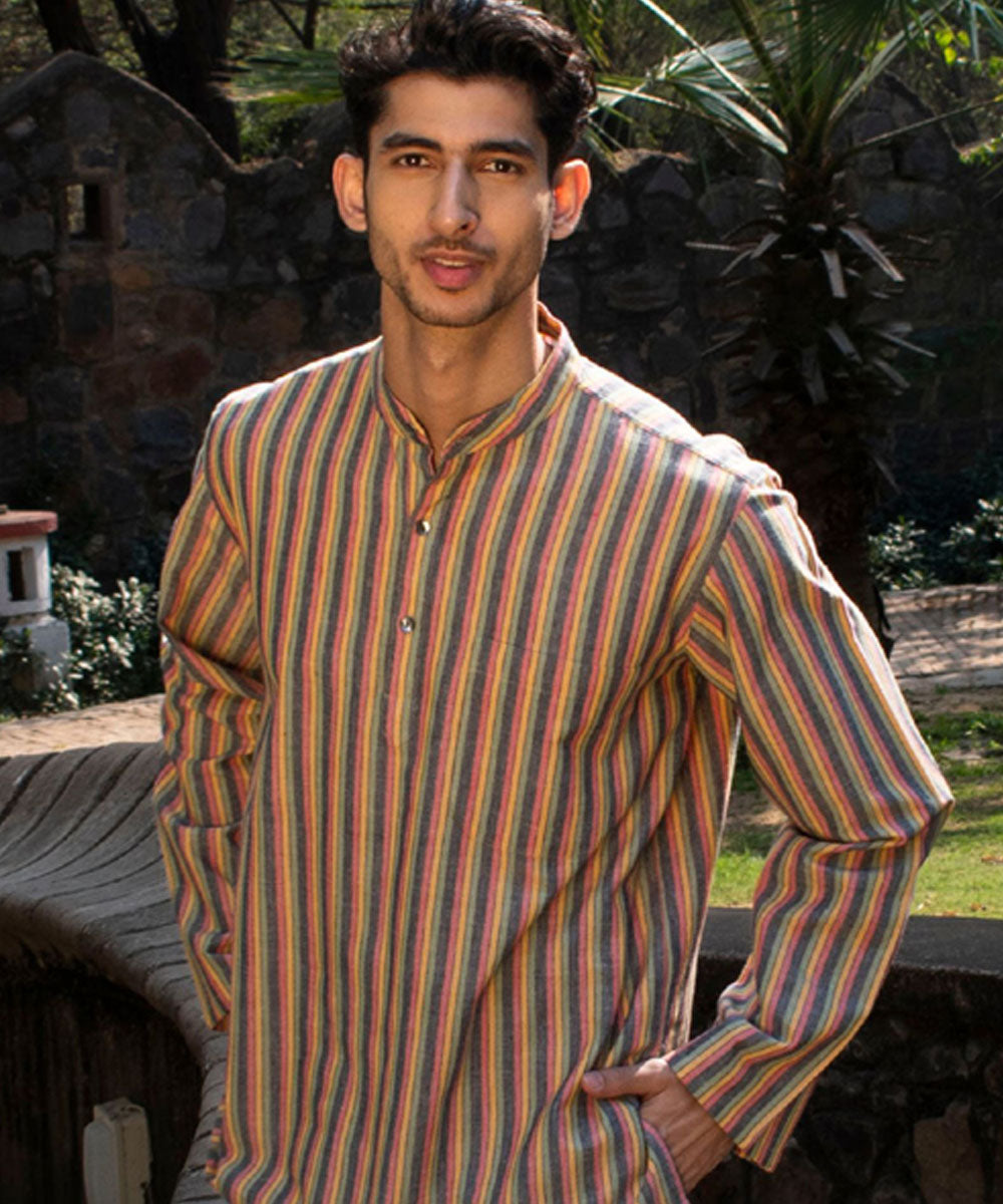 Multicolor handloom cotton short kurta