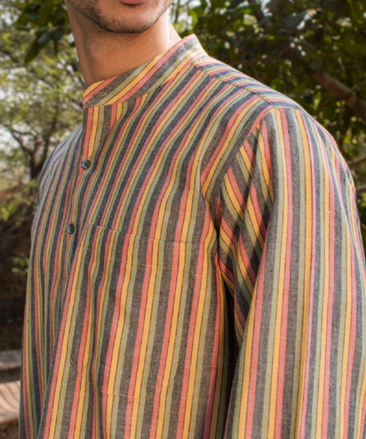 Multicolor handloom cotton short kurta