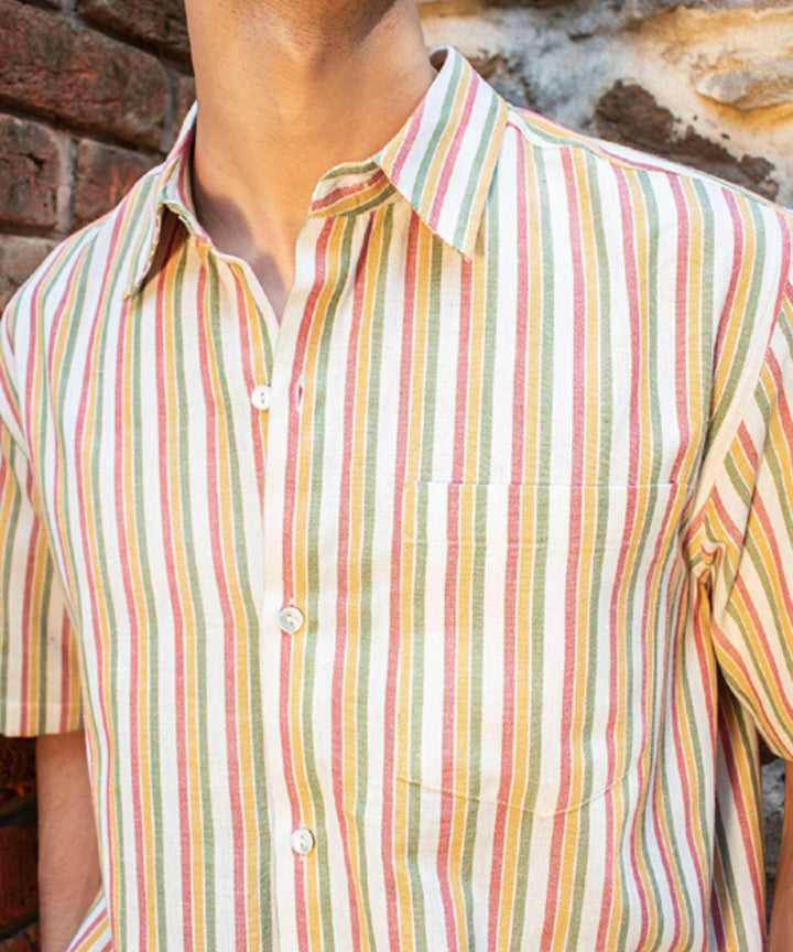 Multicolor striped handloom cotton shirt