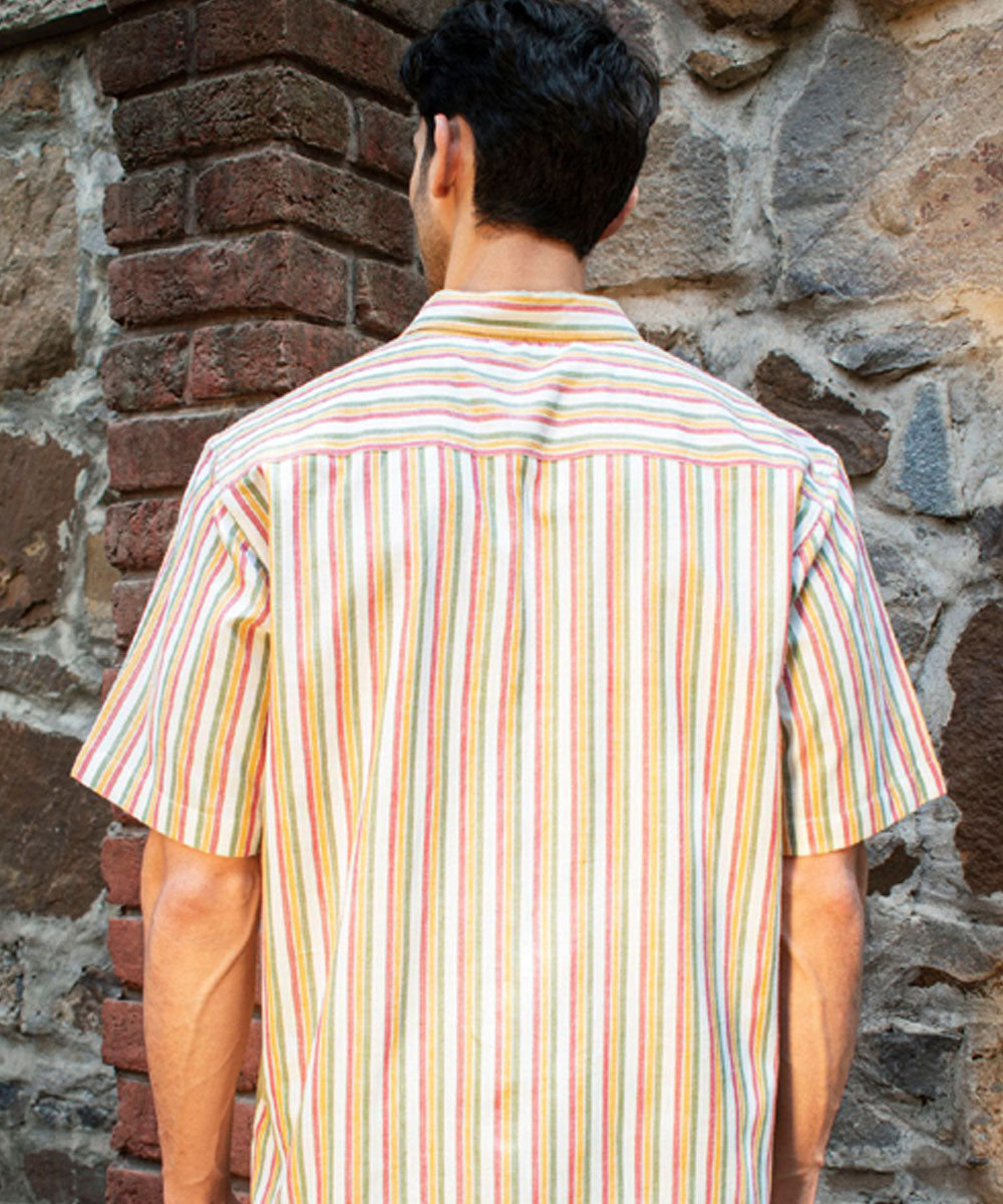 Multicolor striped handloom cotton shirt