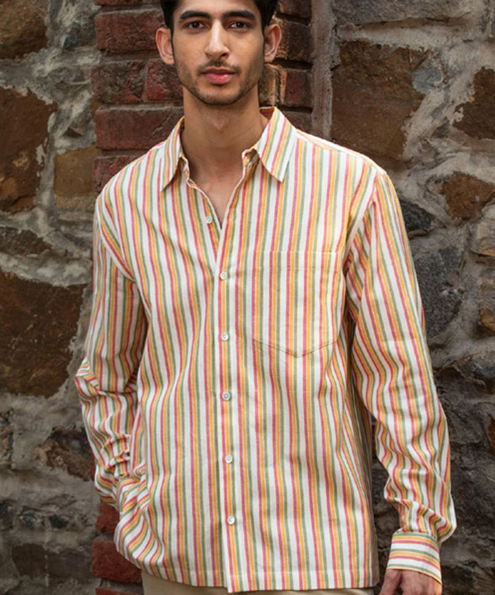 Multicolor handloom striped cotton shirt