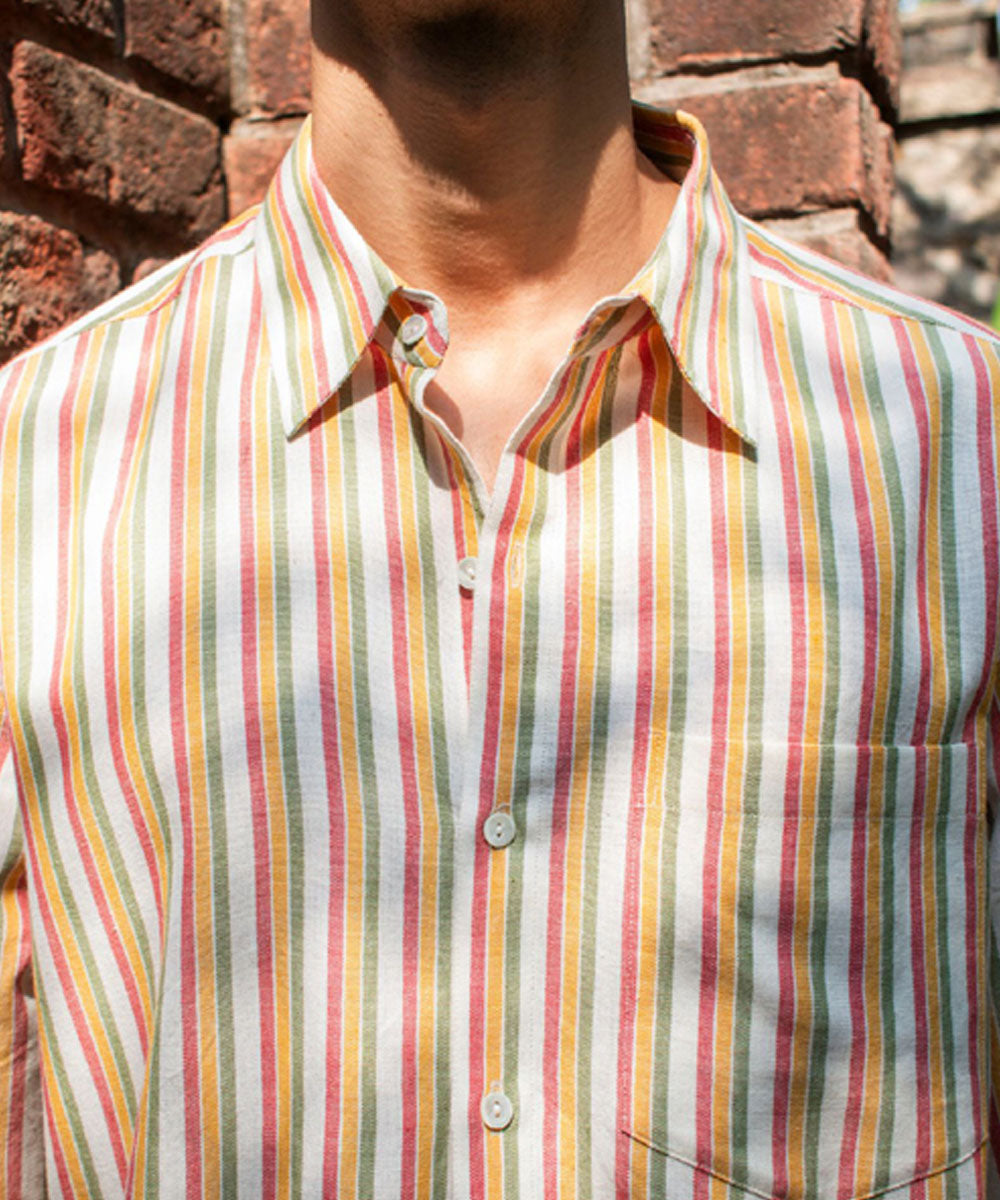 Multicolor handloom striped cotton shirt