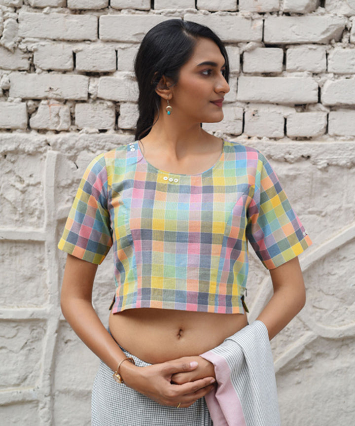 Multicolour handwoven cotton blouse