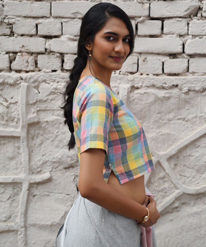 Multicolour handwoven cotton blouse