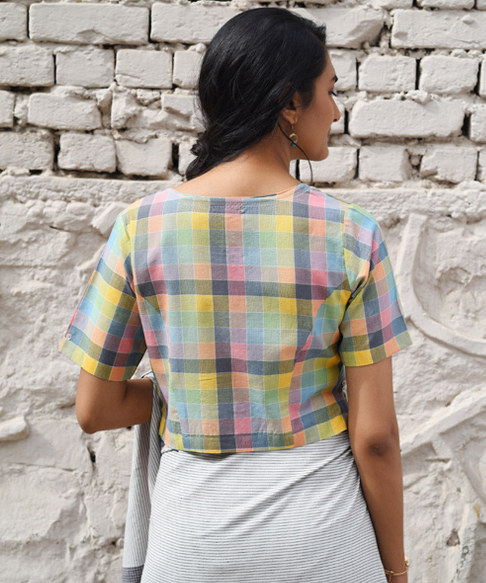 Multicolour handwoven cotton blouse