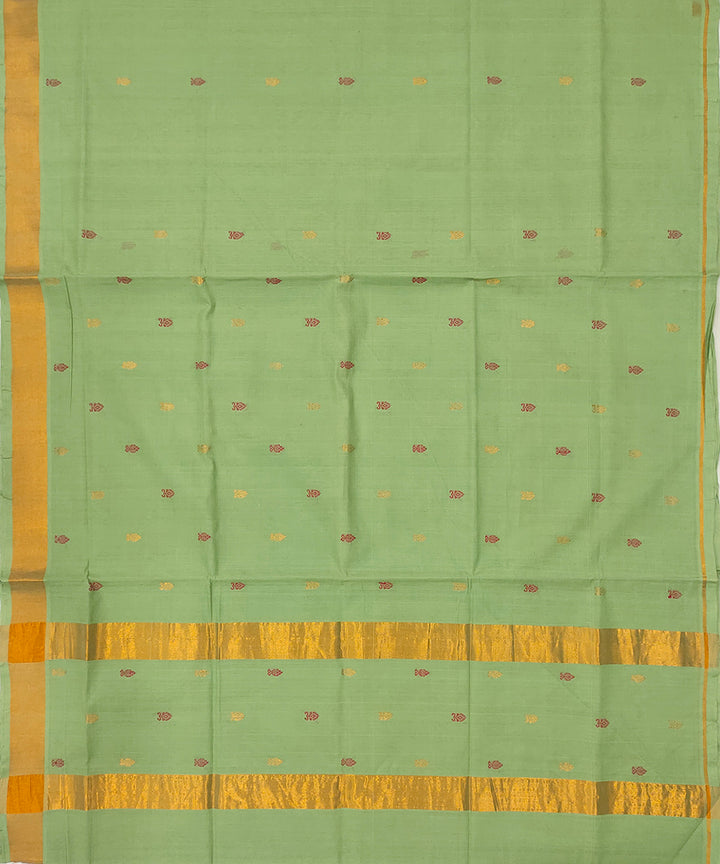 Dull green handwoven venkatagiri cotton saree