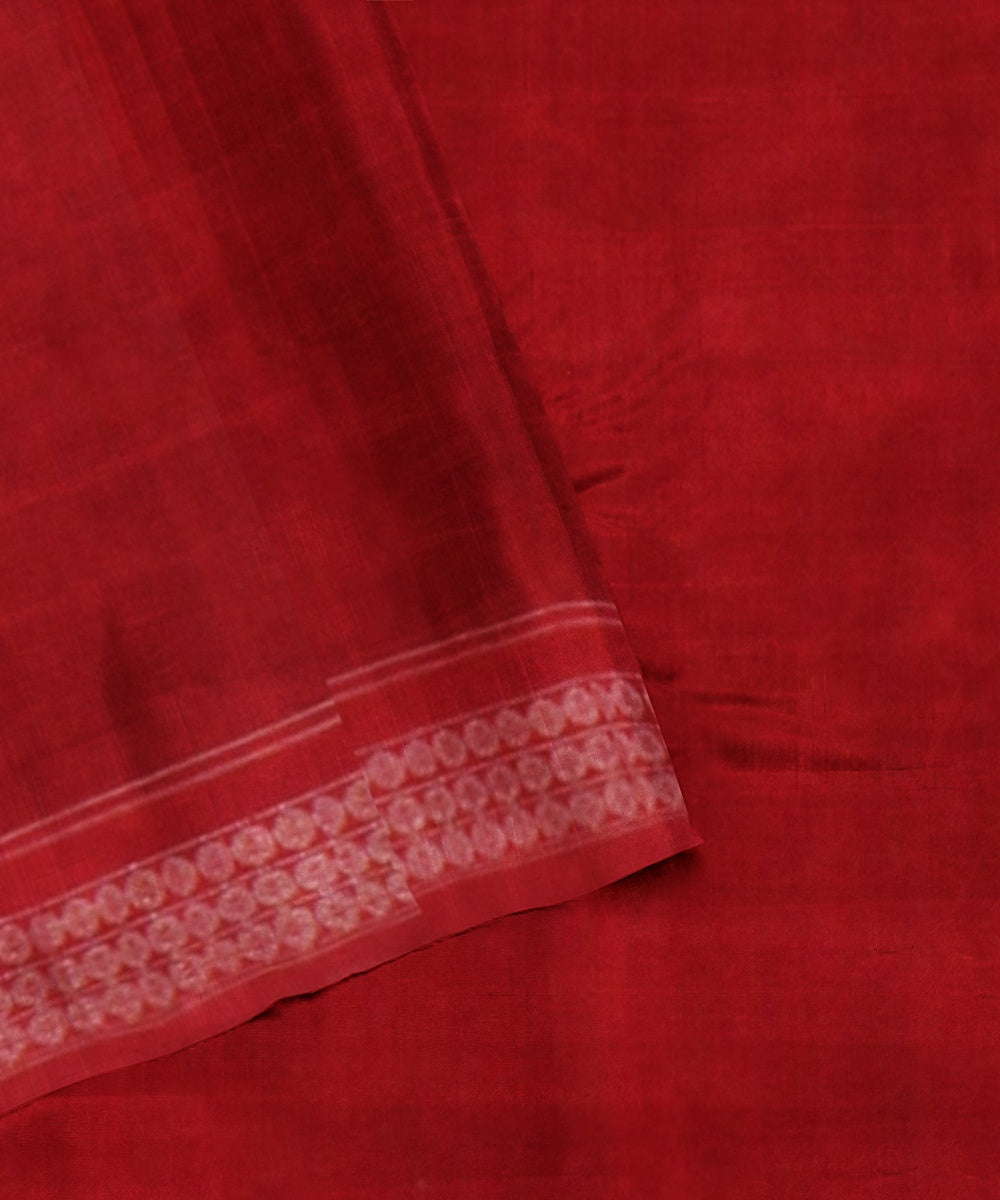 Dark green red cotton handloom sambalpuri saree