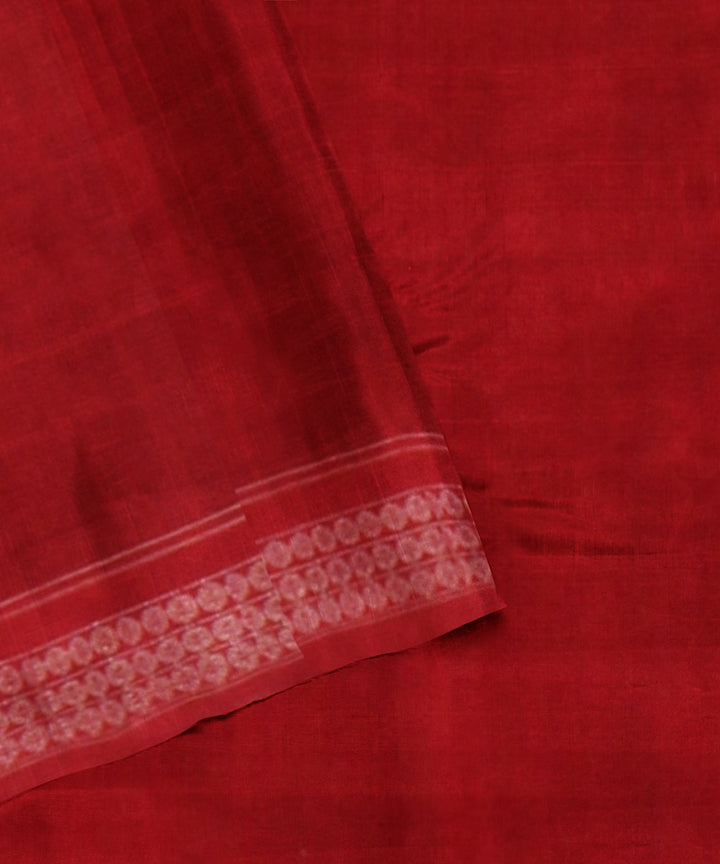 Dark green red cotton handloom sambalpuri saree